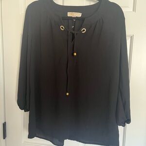 Michael Kors Black Relaxed Tie Front Blouse